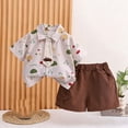 thumbnail image 2 of Afuyipoi Boys 2PC Summer Outfit Sets (0-6 Years), Moisture-Wicking Summer Wear Toddler Photo & Outing Outfit Active Play & Indoor Casual Wear Summer Print Shirt & Pocket Shorts Set Beige 5, 2 of 9