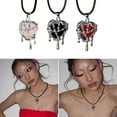 thumbnail image 3 of YIEMEEN Gothic Punk Crystal Heart Necklace Vintage Hollow Love Pendant Necklaces for Men, 3 of 15