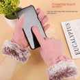 thumbnail image 1 of Guantes de mujer para primavera, otoño e invierno con pantalla táctil, además de terciopelo, cálidos y bonitos, para estudiantes, para montar en bicicleta, guantes gruesos y resistentes al viento, 1 of 5