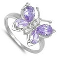 thumbnail image 4 of CHOOSE YOUR COLOR Sterling Silver Women's Simulated Amethyst Butterfly Ring Promise Band 7mm Purple CZ Female Size 8, 4 of 4