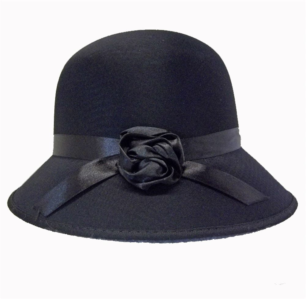 Ladies Black Satin Cloche Hat - Walmart.com