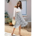 thumbnail image 2 of Women'S Boho Floral Print Wrap Front Self Tie Knot Ruffle Hem Split Midi Skirt White S, 2 of 8