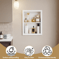 thumbnail image 4 of HAIDAIYA 14'' * 18'' Recessed Medicine Cabinet Wall Niche Wood, 2-Tier Bathroom Niche Insert for Drywall, in Wall Shelf Medicine Cabinets Replacement, for Living Room, Bathroom Storage, White, 4 of 7