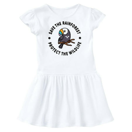 

Inktastic Save the Rainforest Protect the Wildlife with Toucan Gift Toddler Girl Dress