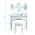 thumbnail image 4 of Topcobe Vanity Set with Tri-Fold Mirror, Wood Vanity Makeup Table Set with 7 Drawers Cosmetics Storage, Multifunctional Makeup Table with Stool, White, 4 of 6
