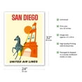 thumbnail image 2 of San Diego California - Zebra - San Diego Zoo - Balboa Park - United Air Lines - Vintage Airline Travel Poster c.1965 - Bamboo Fine Art 290gsm Paper Print (Unframed) 24x32in, 2 of 4