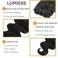 thumbnail image 4 of LUMIERE Body Wave Clip In Hair Extensions Real Human Hair Seamless Clip In Hair Extensions For Black Women 120g Grade 10A Brazilian Remy Hair 8Pcs Wi, 4 of 6