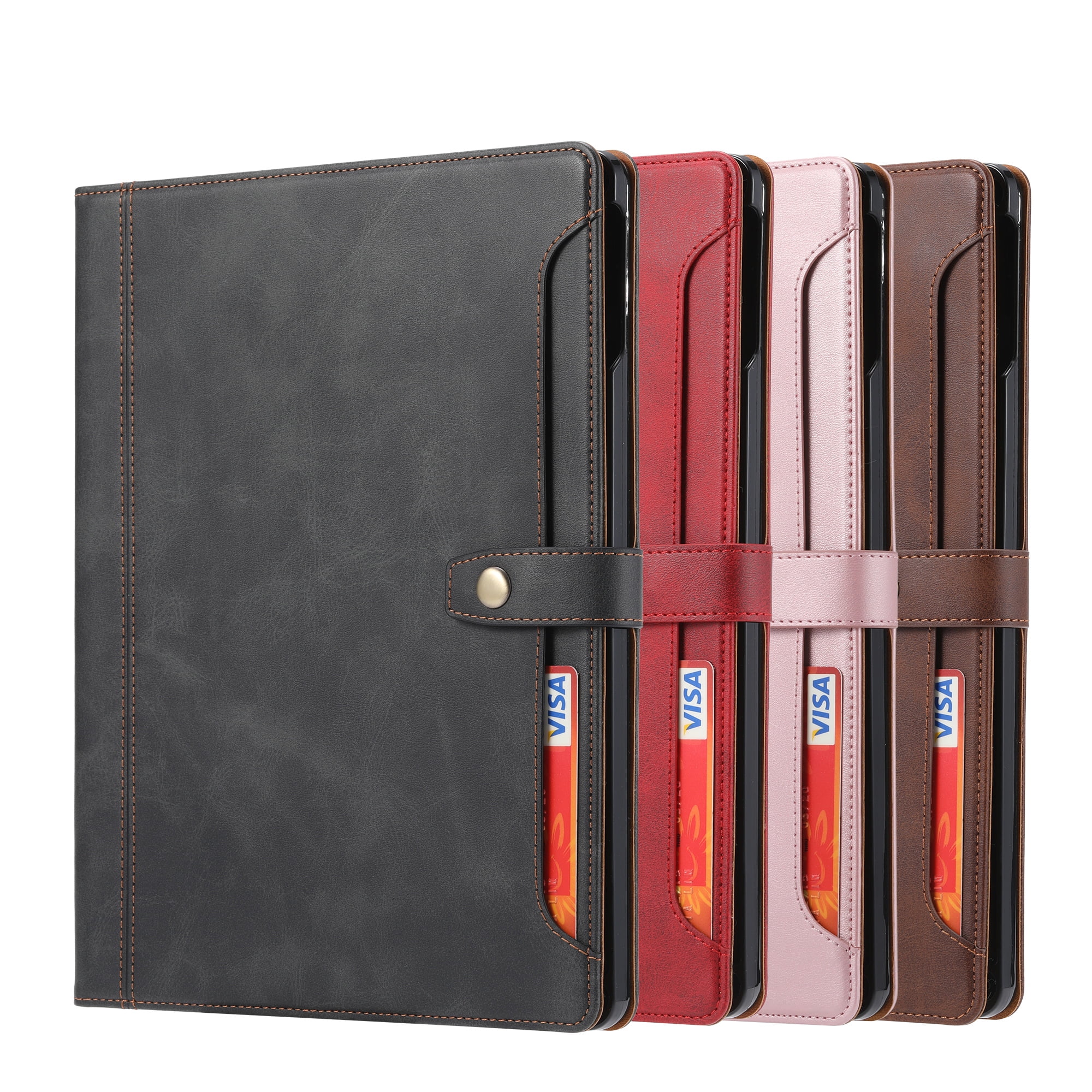 ELEHOLD iPad Case For Apple iPad 11th(A16) 2025 Multi-Functional Flip Leather Wallet Case with Front Pocket Card Slots Kickstand Pencil Holder Shockproof Business Men Women Case Cover,Red