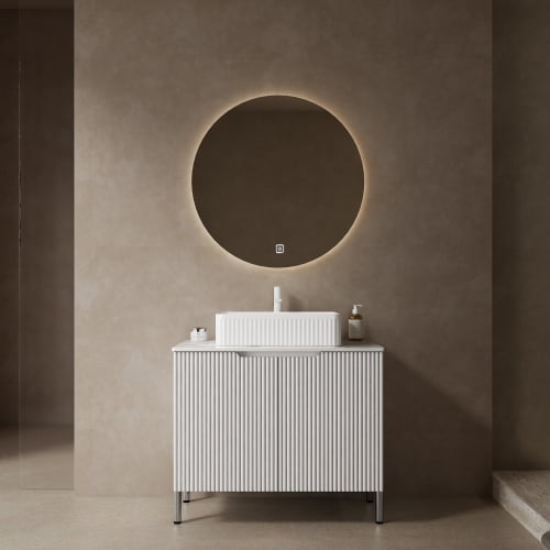 30" Elegant Compact Freestanding Cabinet, Bathroom Storage Unit with Soft Close Door, Modern Small Bathroom Vanity with Ceramic Sink for Bathroom, White