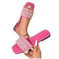 thumbnail image 7 of Narveanno Women's Pearl Decor Square Toe Sandals Leather Open Toe Flat Slip On Slides Hot Pink 9.5, 7 of 7