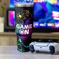 thumbnail image 6 of Gamer''s Choice Tumbler 40oz - Vacuum Insulated Stainless Steel Cup with Handle & Straw, 8-Bit Pixel Design for Gaming Enthusiasts (Holiday Birthday Gift), 6 of 6