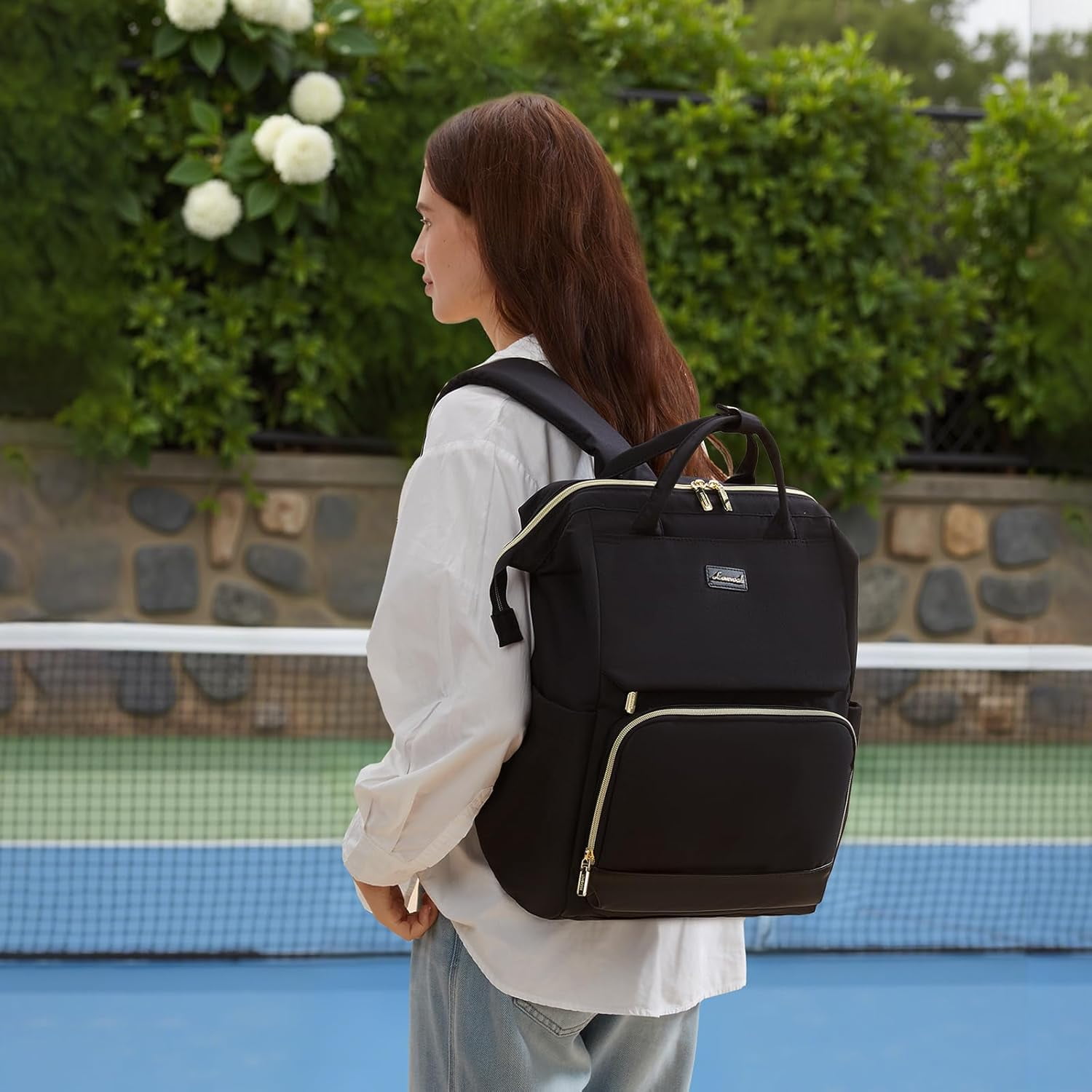 LOVEVOOK Laptop Backpack for Women with Giant Tumbler Holder Pocket, 15.6 inch Travel Work Backpack Purse for Nurse Teacher, Waterproof Bag College Bookbag Cute Casual Daypack
