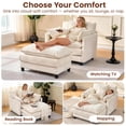 thumbnail image 5 of Accent Chair with Ottoman, Legahome 40"Wide Oversized Chenille Upholstered Lounge Chair, Comfy Reading Armchair with 3 Pillows, Barrel Chair Reading Chair for Living Room Bedroom, Beige, 5 of 8