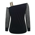 thumbnail image 5 of USSUMA Long Sleeve Fall Blouse For Women Trendy - Women's 2022 Fall Casual Cold Shoulder Tops Long Sleeve Shirts Sheer Mesh Patchwork Blouses and Tops Female Autumn, 5 of 5