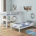thumbnail image 3 of Loft Bunk Bed with Desk, Twin Loft Bunk Bed with Separate Platform Bed Frame and Shelves for Bedroom, White, LJ674, 3 of 9