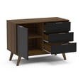 thumbnail image 4 of Polifurniture Zafra 1 Door Sideboard with 3 Drawers, Black & Walnut, 4 of 10