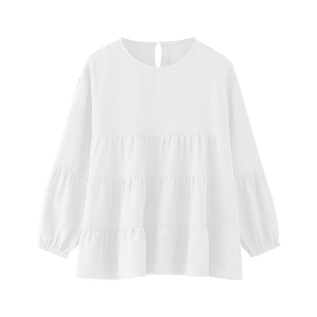 Gibobby ropa Niñas blusas Camiseta básica sólida de cuello redondo para niños pequeños y niñas, blusa informal holgada de manga larga, camisetas (Blanco, 6-7 Años)