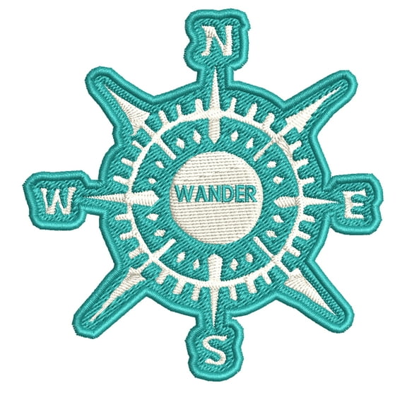 Wander Compass Teal Embroidered Patch Iron/Sew-On Applique Travel Souvenir