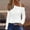 White, variant on AXXD Womens Blouse Black Basic Summer 2024 Trendy Casual One Shoulder Drop Shoulder Pullover Long Sleeve Top