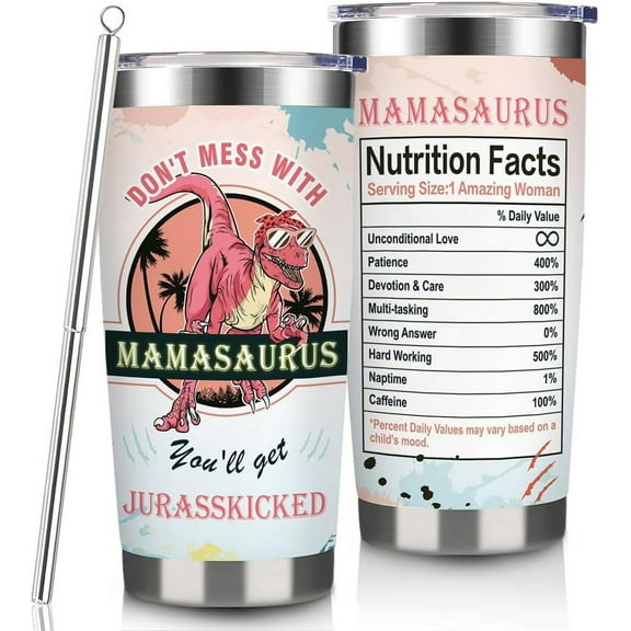 Gifts for Mom From Son Funny Birthday Gifts for Mother From Daughter Gifts for Mothers Day 20oz Mom Dinosaur Cup Christmas Presents for Mother From Kids Travel Tumbler With Lid Straw