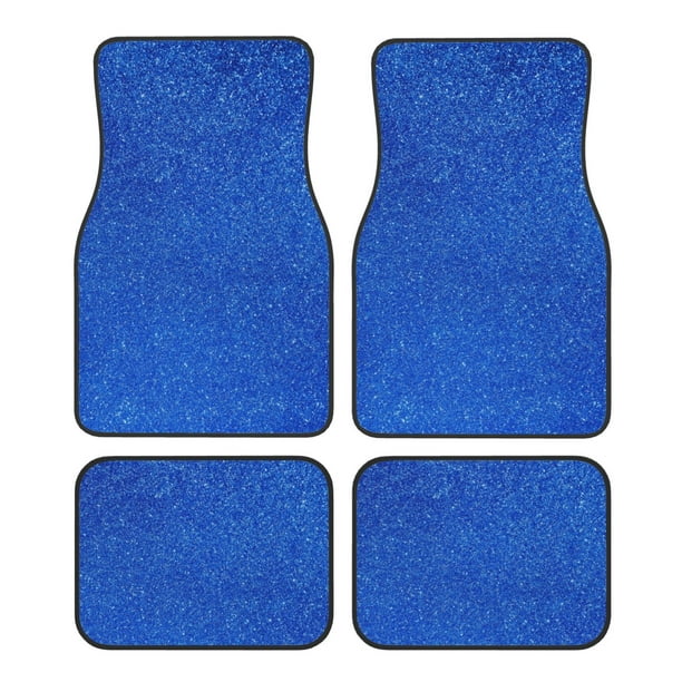 Fotbe Blue Glitter Juego de 4 Tapetes para Auto con Estampado – Alfombrillas de Goma Reforzada, Diseño Antideslizante, Protección para Todo el Año – Vehículos, Autos, Camionetas y SUVs