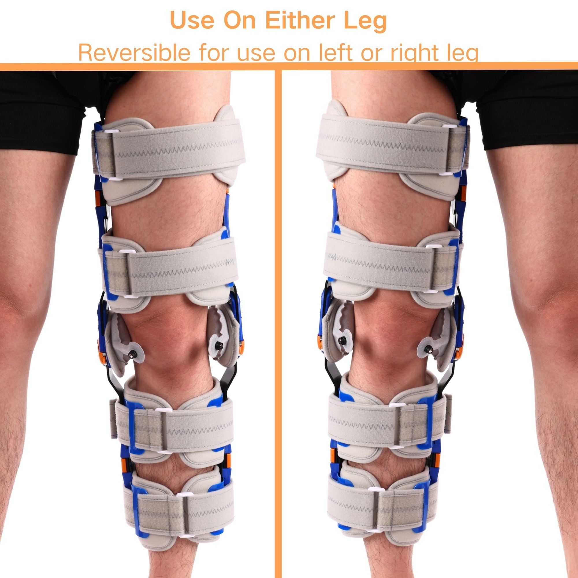 Hinged ROM Knee Brace for Recovery Stabilization, ACL, MCL and PCL Injury, Adjustable Medical Orthopedic Support Stabilizer After Surgery