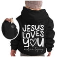 thumbnail image 1 of PMVFHDE Sweat-Shirt Fille Automne et Hiver Imprimé Lettre Col Rond Manches Longues Chandail à Capuchon Décontracté Noir, 11-12 Ans, 1 of 5