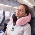 thumbnail image 5 of ode to thee 2-Pack Memory Foam Airplane Travel Neck Pillows, Black&Pink, 5 of 5