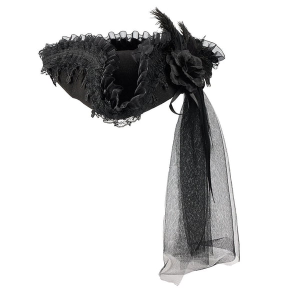 vlrwzc Renaissance Pirate Hat with Lace Brim Steampunk Style Cap Accessories for Pirates