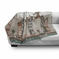 thumbnail image 2 of Amsterdam Soft Flannel Fleece Throw Blanket, Old Netherlands Historical Buildings European Art, Cozy Plush for Indoor and Outdoor Use, 70" x 90", Beige Burnt Sienna, by Ambesonne, 2 of 5