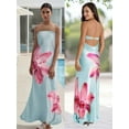 thumbnail image 2 of Rdhnmea Womens Floral Print Strapless Maxi Dress Sexy Backless Long Tube Dress Y2K Off Shoulder Bodycon Summer Party Dress Vacation Beachwear, 2 of 9