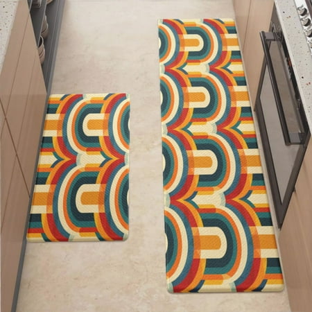 

Anti Fatigue Kitchen Mat Retro Color Vibrant Kitchen Rugs Non Slip Cushioned Standing Mat for Sink Floor Laundry Office Desk Mid 17.3 x 29