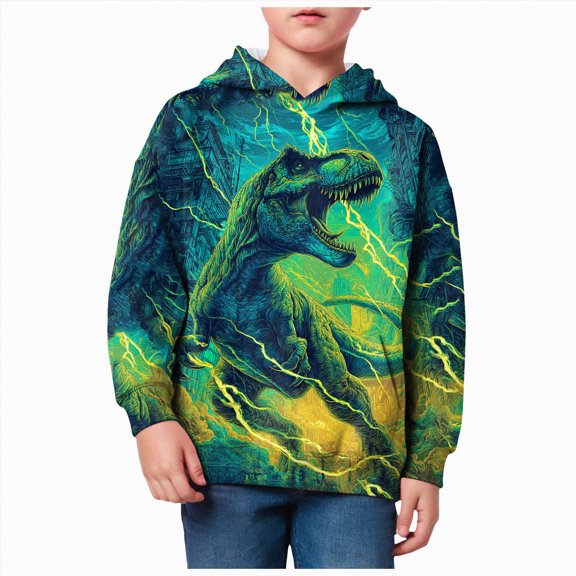 Wonitaaizi Boys Hoodie Kids 3D All Over Print Thin Pullover Sweatshirt (1-2 Years,Green)