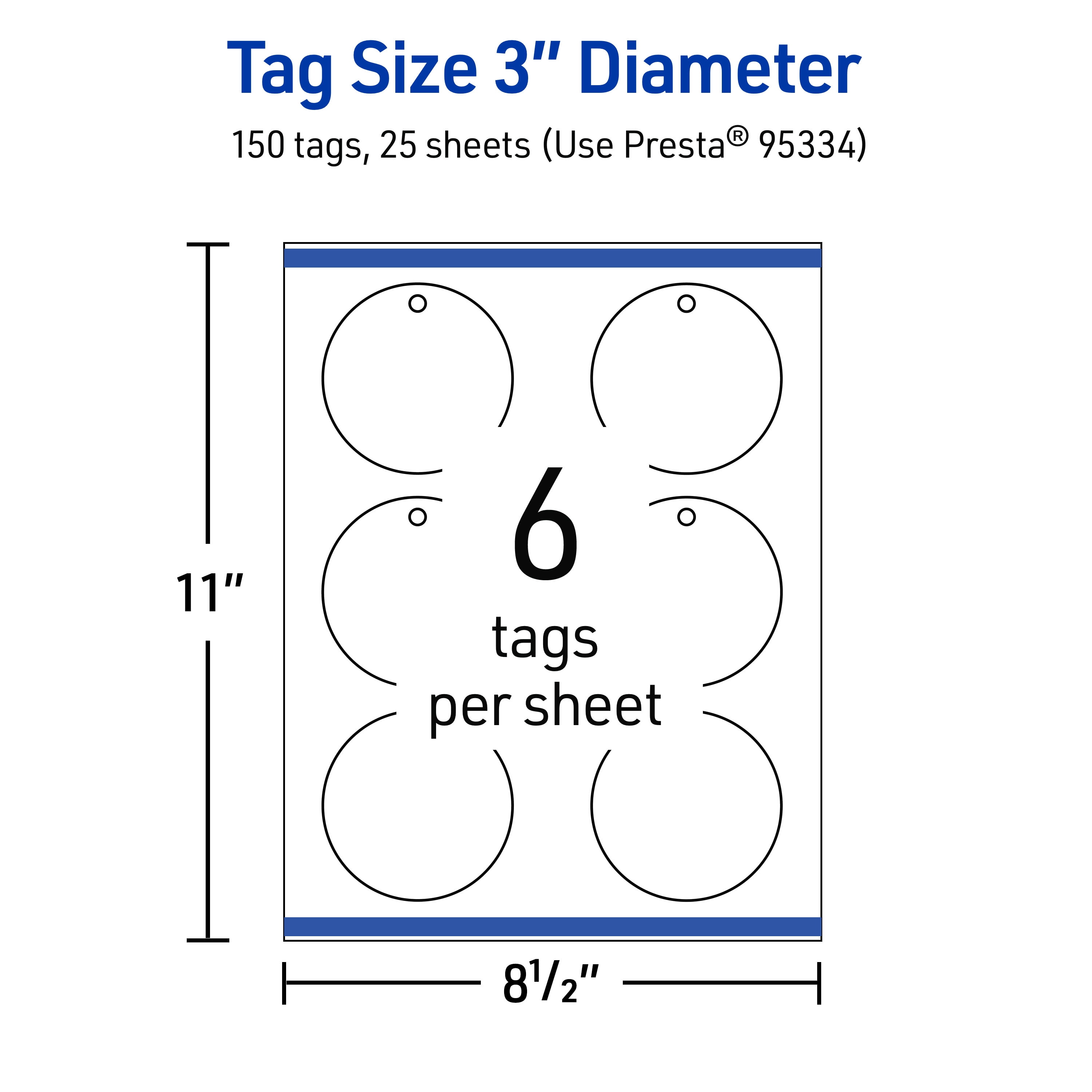 Avery 3" Diameter Round Tags, Glossy White, 150ct