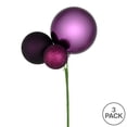 thumbnail image 2 of Vickerman 18" Plum Ball Ornament Christmas Pick, Set of 3, 2 of 2