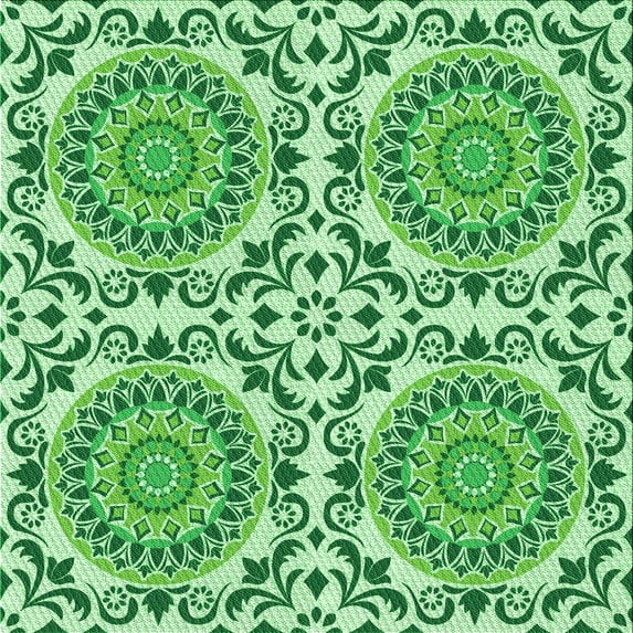 Ahgly Company Indoor Green Square Patterned Area Rugs, 5' Square