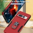 thumbnail image 2 of Case Compatible for Google Pixel 7 Case, Dual-Layer Protective Shockproof Heavy-Duty Bumper Phone Case Cover with 360 Ring Kickstand for Google Pixel 7 Case - Red, 2 of 12