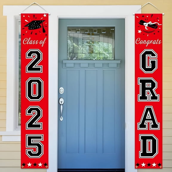 LAMIRO Graduation Decorations 2025,Red and Black Graduation Party Decorations 2025 Graduation Banners for Any Schools or Grades Party Favor