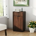 thumbnail image 2 of CQSXDA 10-Gallon Woodgrain Tilt-Out Trash Can Cabinet in Elegant Oak with Wave-Textured Drawer & Pull-Out Bin，Walnut, 2 of 16