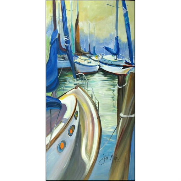 Carolines Treasures Blue Sails Sailboats Floor Runner 58" x 28" Multicolor