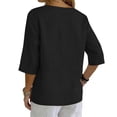 thumbnail image 4 of Womens Summer Clothes Kelon Womens Summer Tops Short Womens 3/4 Length Sleeve V Neck Linen Cotton Summer Loose Fit Tops Trendy Dressy Casual Work Blouses, L, 4 of 8
