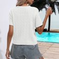 thumbnail image 5 of LQCMBYF Womens Spring Tops Womens Short Sleeve Pullover Knitted Sweater Round Neck Solid Color Casual Fashion Western Style Top Womens Shirts Shirts for Women(White,L), 5 of 7