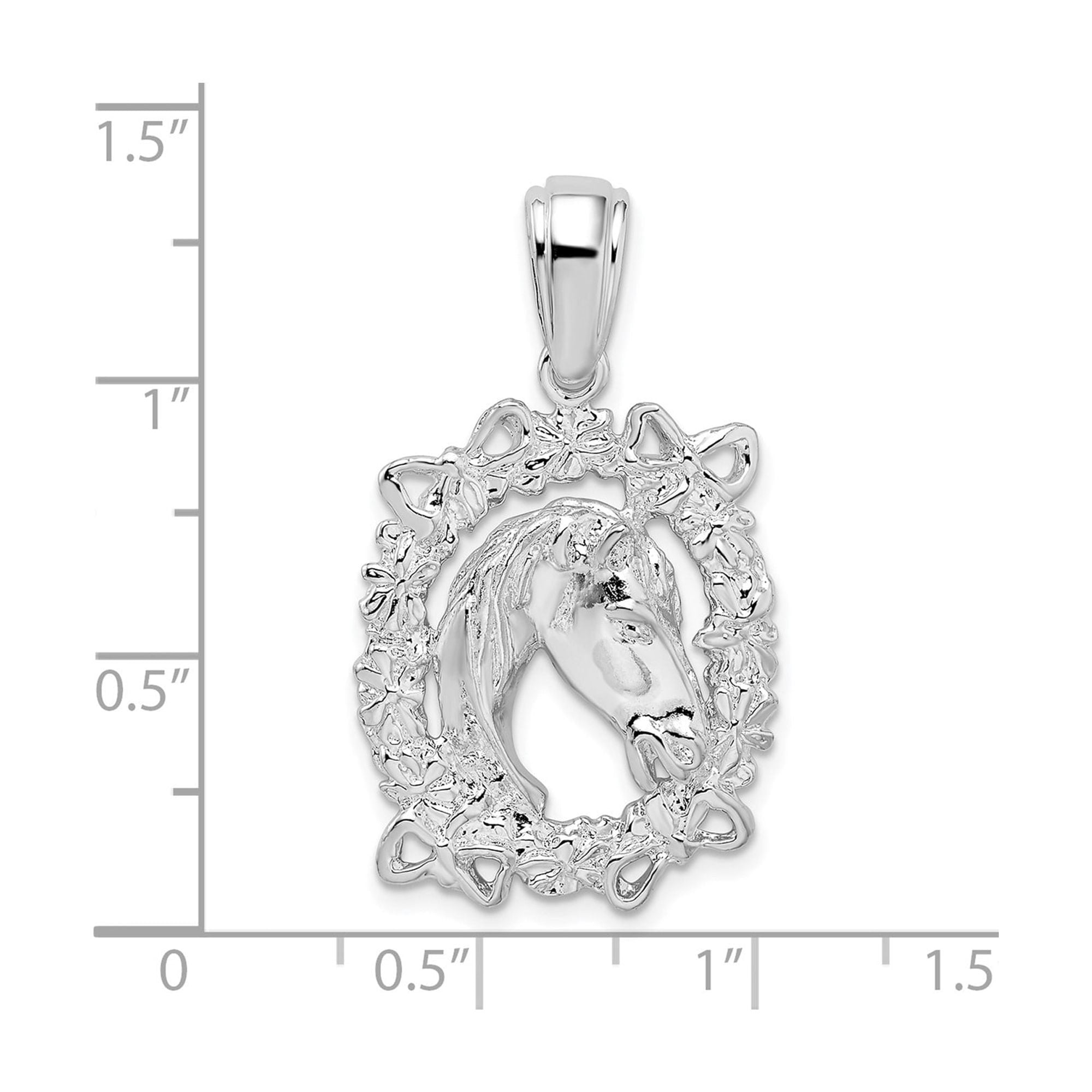 Sterling Silver Horse Head Pendant Necklace with Floral and Bow Accents for Women, Western Style Equestrian Jewelry for Animal Lovers