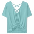 thumbnail image 5 of Hilenly Backless Yoga Tops for Womens Criss Cross Open Back T Shirts Short Sleeve Athletic Shirt Summer Workout Tee, 5 of 6