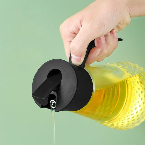 Glass Olive Oil Dispenser Bottle 630ML | Leakproof Automatic Flip Cap with No-Drip Spout | Non-Slip Handle Kitchen Oil Container for Olive Oil, Vinegar & Syrup