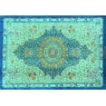 thumbnail image 1 of Ahgly Company Machine Washable Indoor Rectangle Persian Turquoise Blue Traditional Area Rugs, 2' x 5', 1 of 4