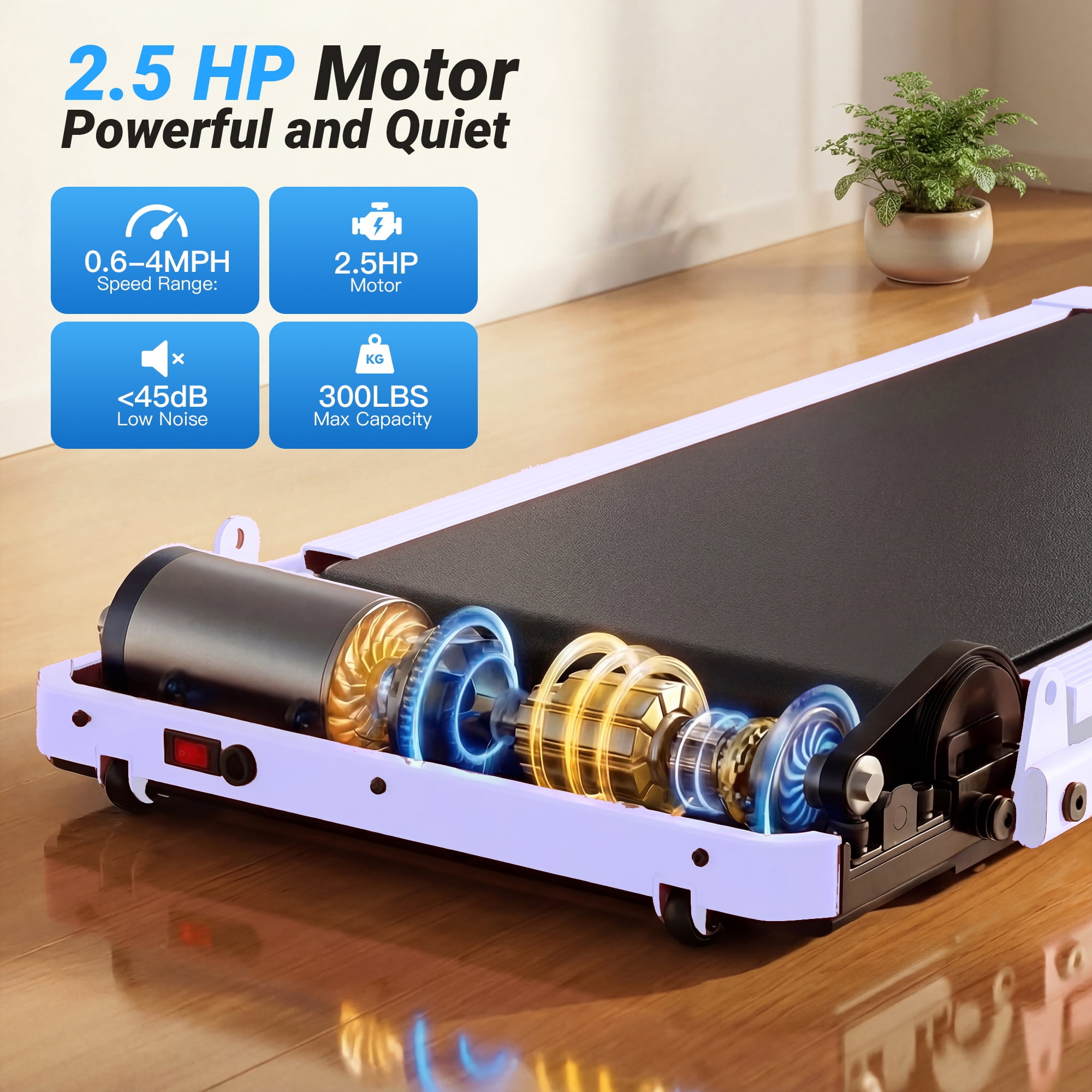 Simpfree Walking Pad with Handle Bar and Adjustable Incline, 2.5HP Portable Under Desk Treadmill for Home Small Space 300 Lbs Capacity，Remote Control and LED Display