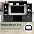 thumbnail image 4 of Harper & Bright Designs Entertainment Wall Unit with Bridge, Modern TV Console Table for 70'' TV with Cabinets and Open Shelves, Tempered Glass Door, Black, 4 of 15