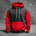 thumbnail image 2 of Men’s Pullover Hoodie Long Sleeve Drawstring Hooded Sweatshirt Kangaroo Pocket Casual Loose Fit Top Red M, 2 of 5