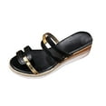 thumbnail image 2 of Viluyesy Womens Slide Sandals, Peep Toe New Style Soft Sole Summer Casual Fashion Wedge Shoes Black 7.5, 2 of 4